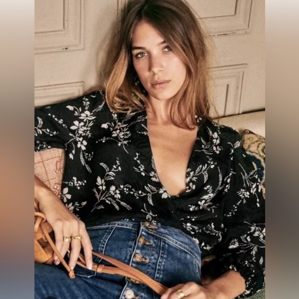 SEZANE SILK FLORAL ABELIA TOP SIZE FR 38/ US 6